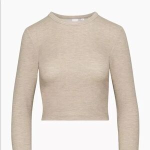 Aritzia Tna Wafflex Crew Longsleeve Heather Warm Taupe